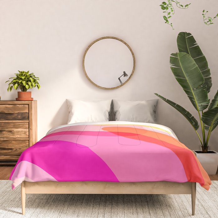 Abstract Yellow Pink Colorful Organic Shapes Comforter Gallery Image 3