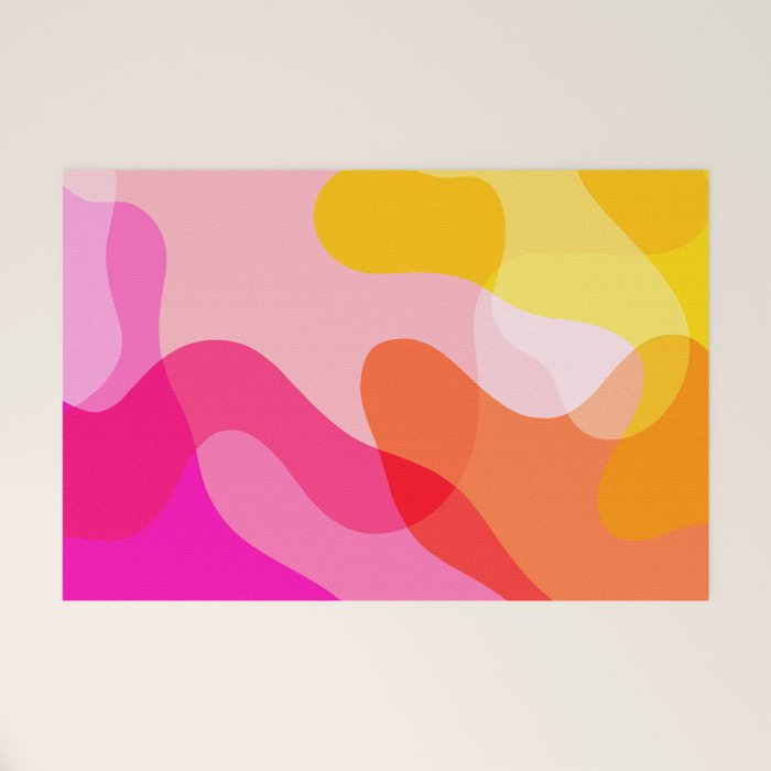 Abstract Yellow Pink Colorful Organic Shapes Welcome Mat Gallery Image 1
