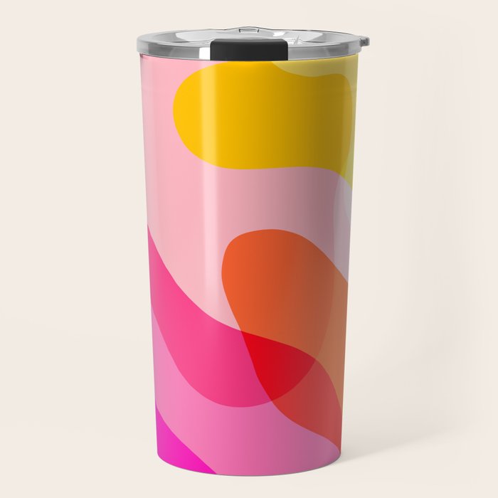 Abstract Yellow Pink Colorful Organic Shapes Travel Mug Gallery Image 1