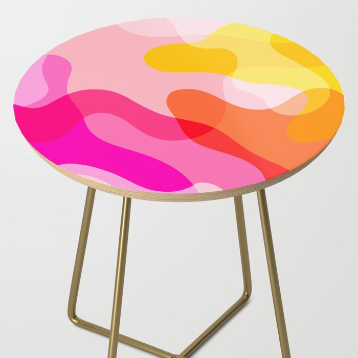 Abstract Yellow Pink Colorful Organic Shapes Side Table Gallery Image 2