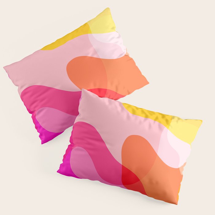 Abstract Yellow Pink Colorful Organic Shapes Pillow Sham Gallery Image 1