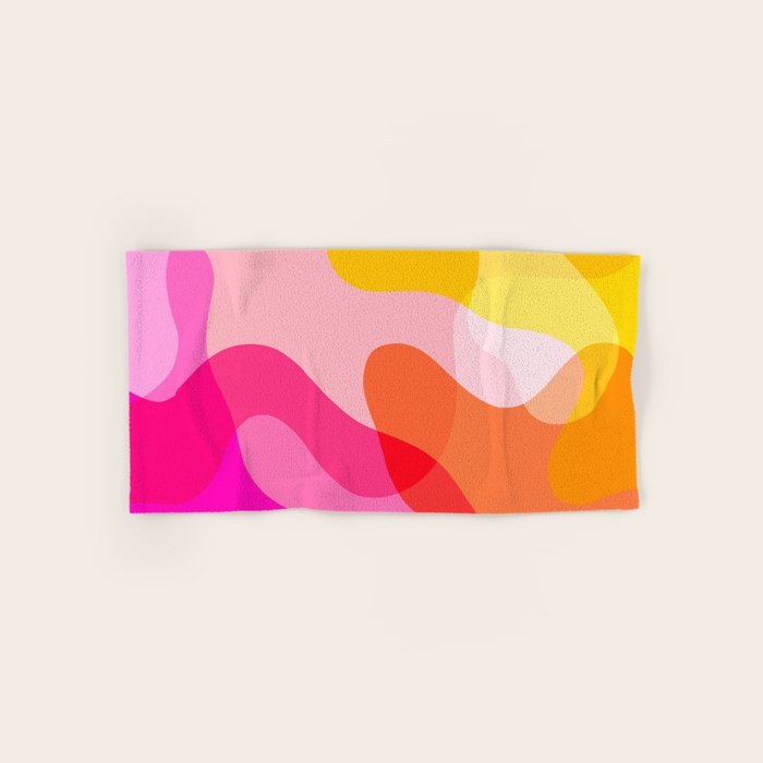 Abstract Yellow Pink Colorful Organic Shapes Bath Towel Gallery Image 1