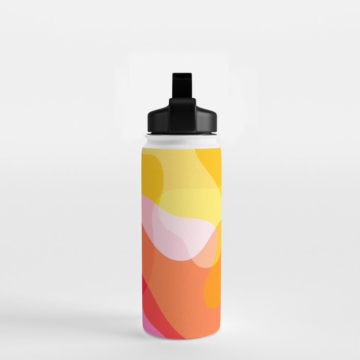 Abstract Yellow Pink Colorful Organic Shapes Water Bottle Gallery Image 2