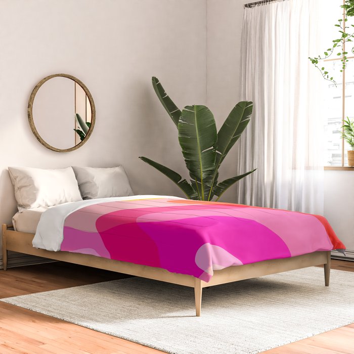 Abstract Yellow Pink Colorful Organic Shapes Comforter Gallery Image 2