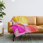 Abstract Yellow Pink Colorful Organic Shapes Throw Blanket Gallery Image 1