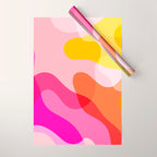 Abstract Yellow Pink Colorful Organic Shapes Wrapping Paper Gallery Image 1