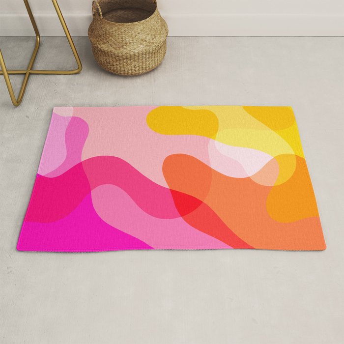 Abstract Yellow Pink Colorful Organic Shapes Rug Gallery Image 1
