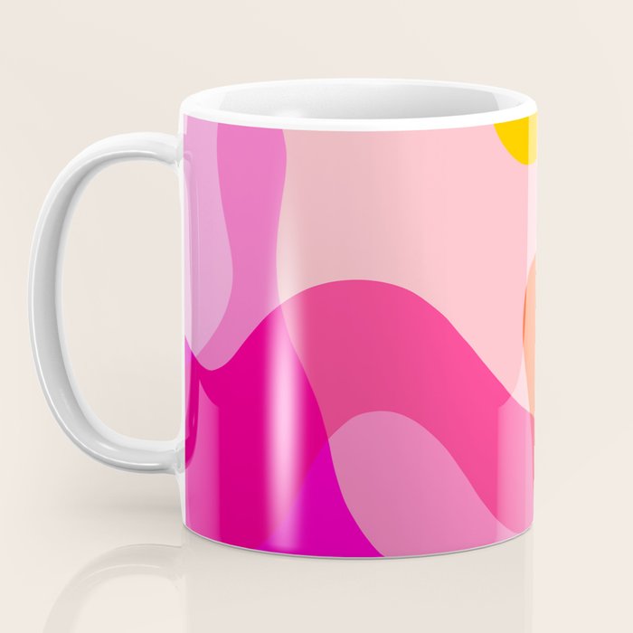 Abstract Yellow Pink Colorful Organic Shapes Coffee Mug Gallery Image 3