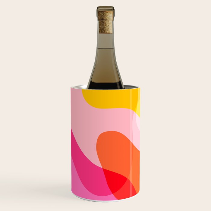 Abstract Yellow Pink Colorful Organic Shapes Wine Chiller Gallery Image 1