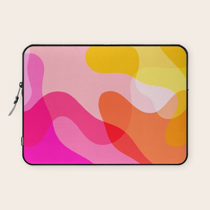 Abstract Yellow Pink Colorful Organic Shapes Laptop Sleeve Gallery Image 1