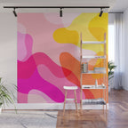 Abstract Yellow Pink Colorful Organic Shapes Wall Mural Gallery Image 1