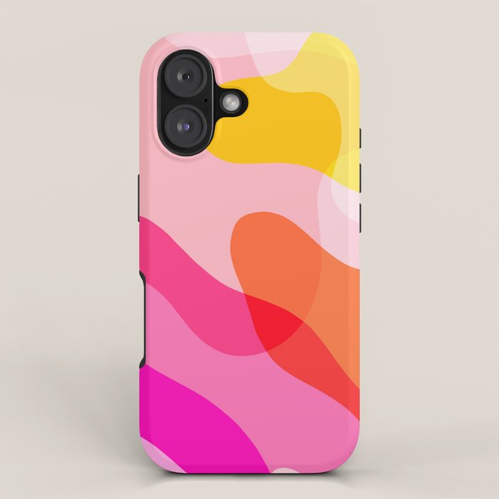 Abstract Yellow Pink Colorful Organic Shapes iPhone Case Gallery Image 1