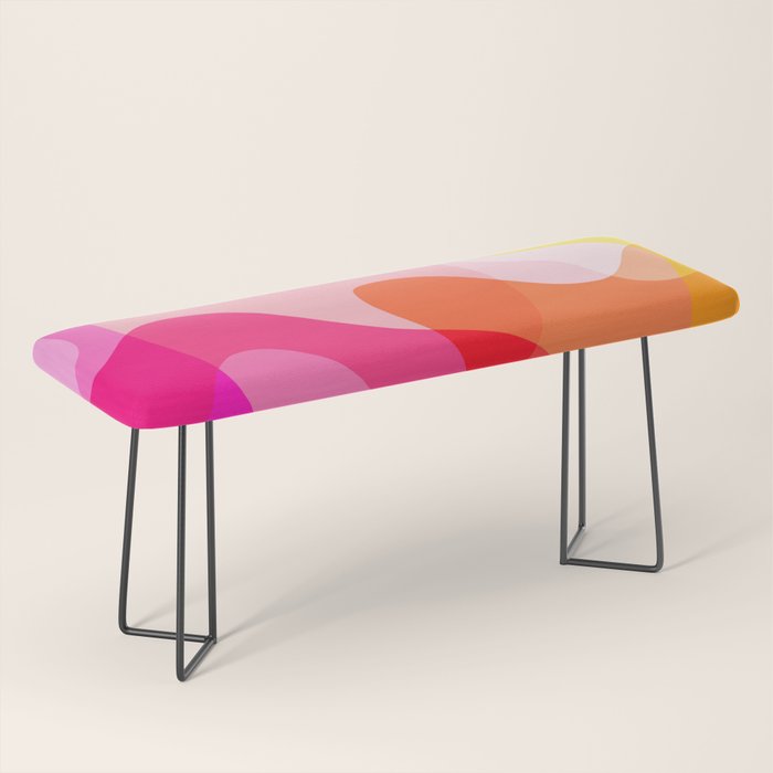 Abstract Yellow Pink Colorful Organic Shapes Bench Gallery Image 1