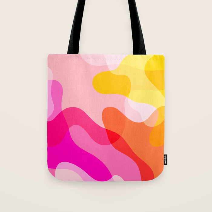 Abstract Yellow Pink Colorful Organic Shapes Tote Bag Gallery Image 1