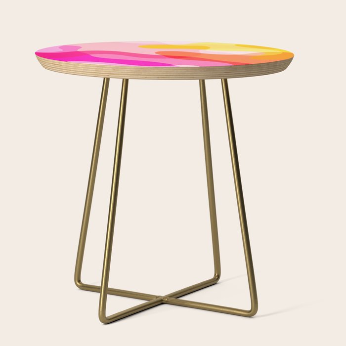 Abstract Yellow Pink Colorful Organic Shapes Side Table Gallery Image 1