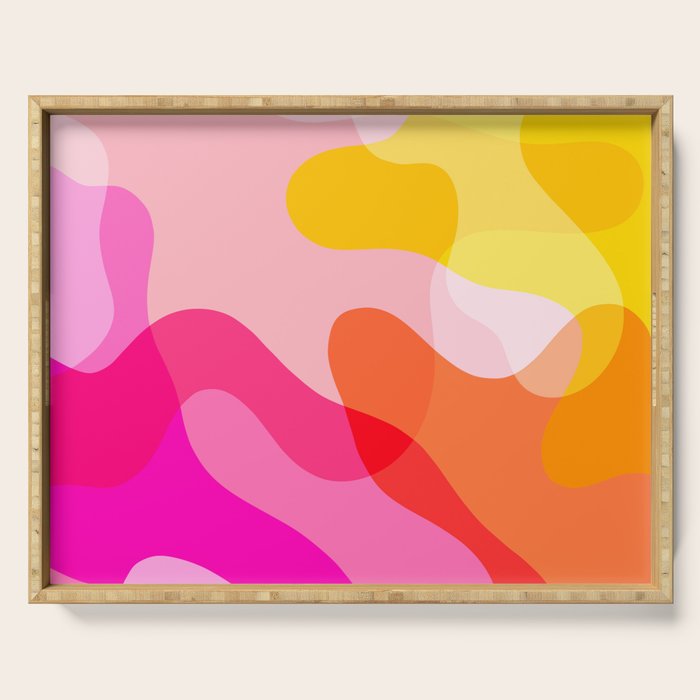 Abstract Yellow Pink Colorful Organic Shapes Serving Tray Gallery Image 1
