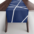 Geometric Lines (white/navy blue) Table Runner Gallery Image 1