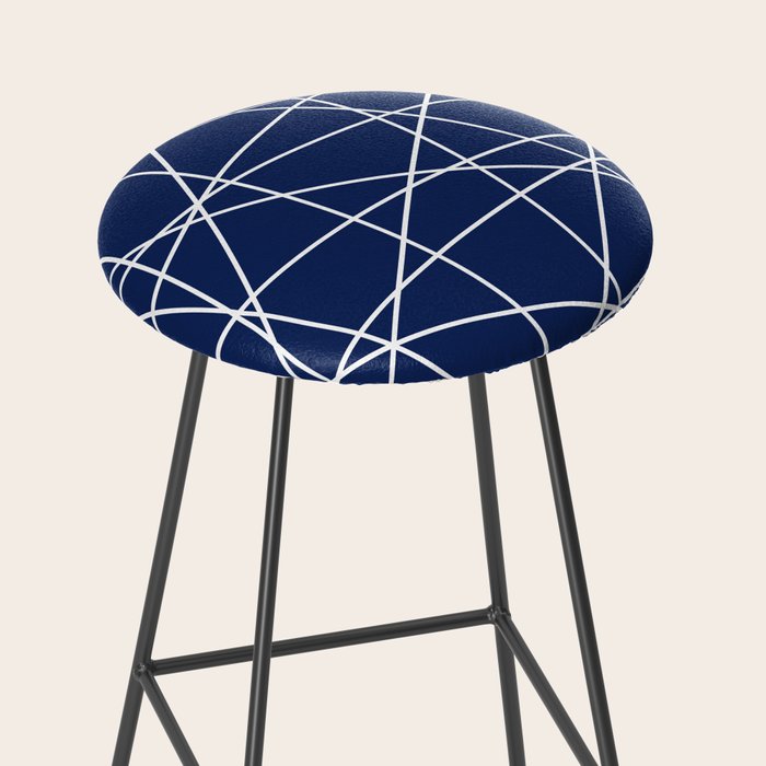 Geometric Lines (white/navy blue) Stool Gallery Image 2