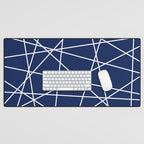 Geometric Lines (white/navy blue) Desk Mat Gallery Image 1