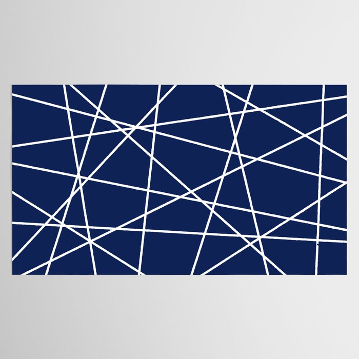 Geometric Lines (white/navy blue) Tablecloth Gallery Image 2