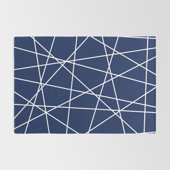 Geometric Lines (white/navy blue) Rug Gallery Image 2