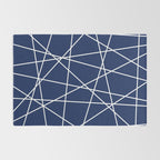 Geometric Lines (white/navy blue) Rug Gallery Image 2