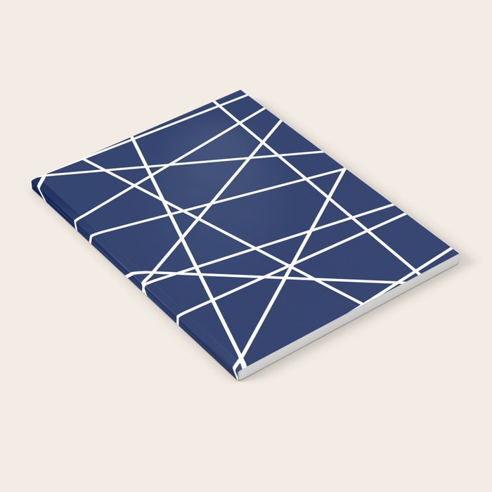 Geometric Lines (white/navy blue) Notebook Gallery Image 1