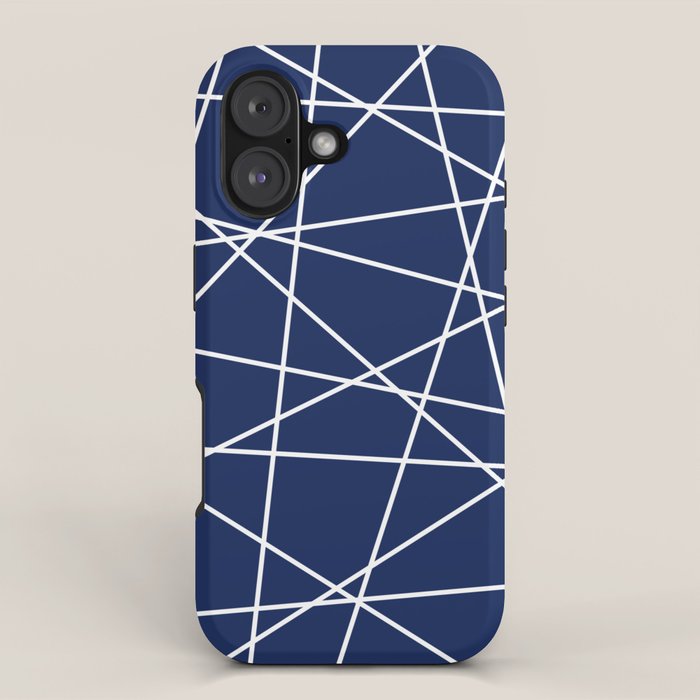 Geometric Lines (white/navy blue) iPhone Case Gallery Image 1