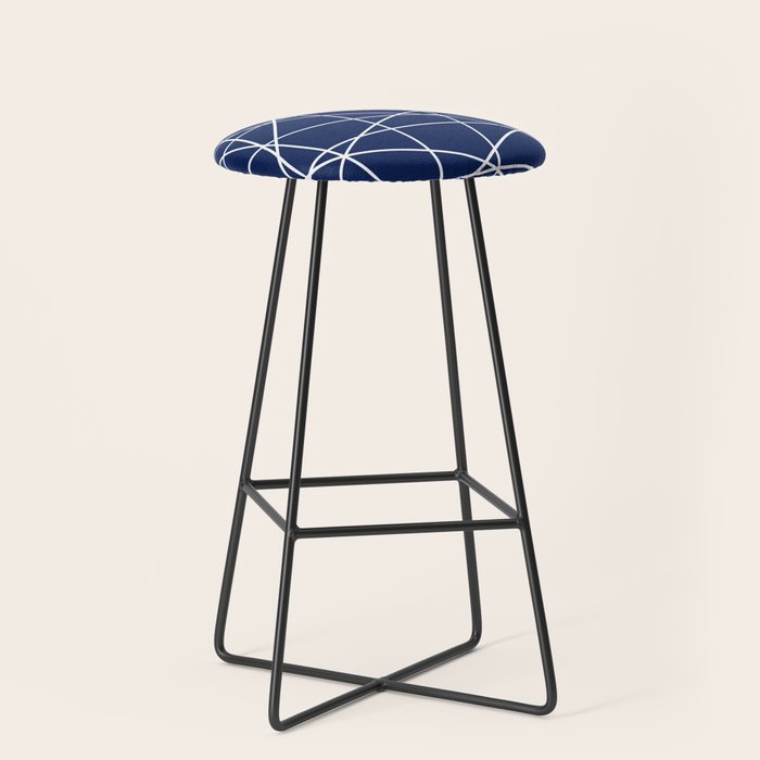 Geometric Lines (white/navy blue) Stool Gallery Image 1