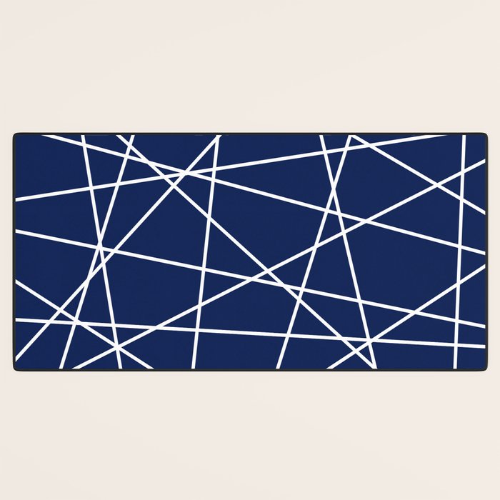 Geometric Lines (white/navy blue) Desk Mat Gallery Image 3