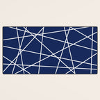 Geometric Lines (white/navy blue) Desk Mat Gallery Image 3