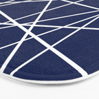 Geometric Lines (white/navy blue) Bath Mat Gallery Image 3