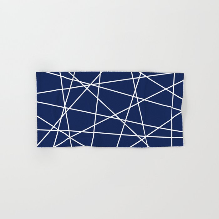 Geometric Lines (white/navy blue) Bath Towel Gallery Image 1
