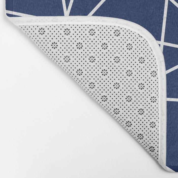 Geometric Lines (white/navy blue) Bath Mat Gallery Image 2