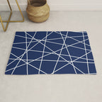 Geometric Lines (white/navy blue) Rug Gallery Image 1