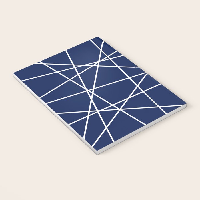 Geometric Lines (white/navy blue) Notebook Gallery Image 3