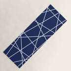 Geometric Lines (white/navy blue) Yoga Mat Gallery Image 1