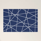 Geometric Lines (white/navy blue) Welcome Mat Gallery Image 1