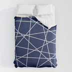 Geometric Lines (white/navy blue) Comforter Gallery Image 6