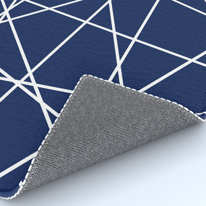Geometric Lines (white/navy blue) Rug Gallery Image 4