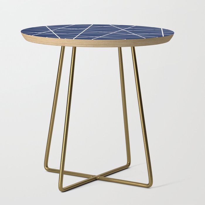 Geometric Lines (white/navy blue) Side Table Gallery Image 1