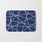 Geometric Lines (white/navy blue) Bath Mat Gallery Image 1