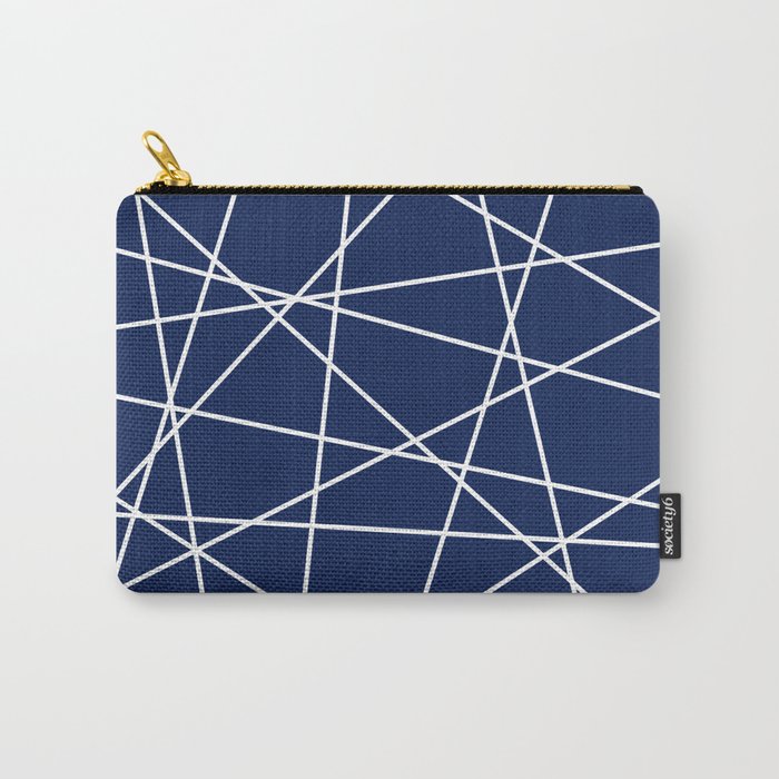 Geometric Lines (white/navy blue) Carry All Pouch Gallery Image 1