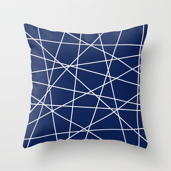 Geometric Lines (white/navy blue) Throw Pillow Gallery Image 6