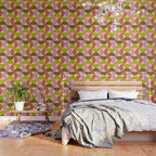 Mid Century Modern Shapes - Pink, Olive Green & Orange Wallpaper Gallery Image 3