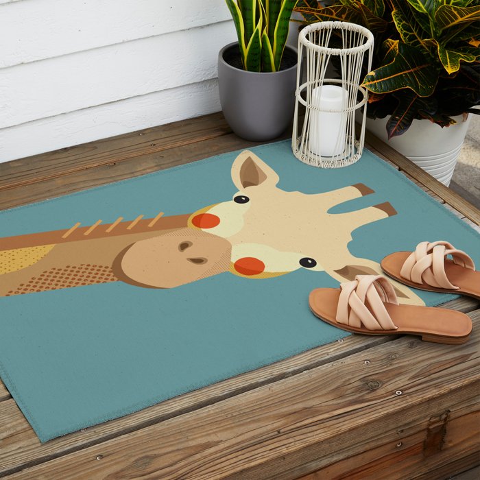 Giraffe, Animal Portrait Outdoor Rug Gallery Image 2