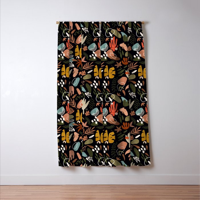 Abstract shapes of dark modern nature Window Curtain Gallery Image 3