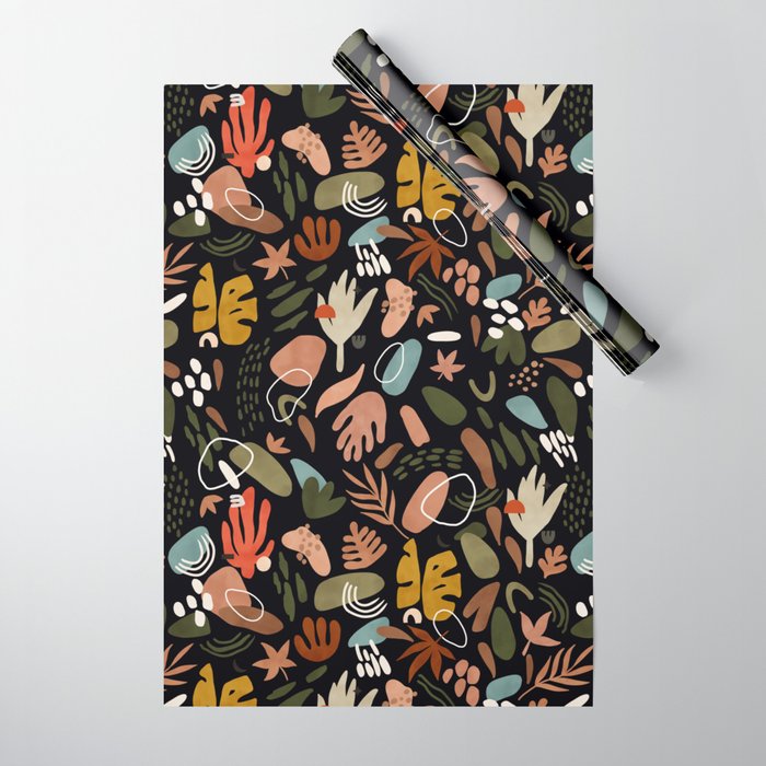 Abstract shapes of dark modern nature Wrapping Paper Gallery Image 1