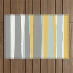 Stripe Abstract, Sun and Beach, Yellow, Pale, Aqua Blue and Gray Outdoor Rug Gallery Image 1