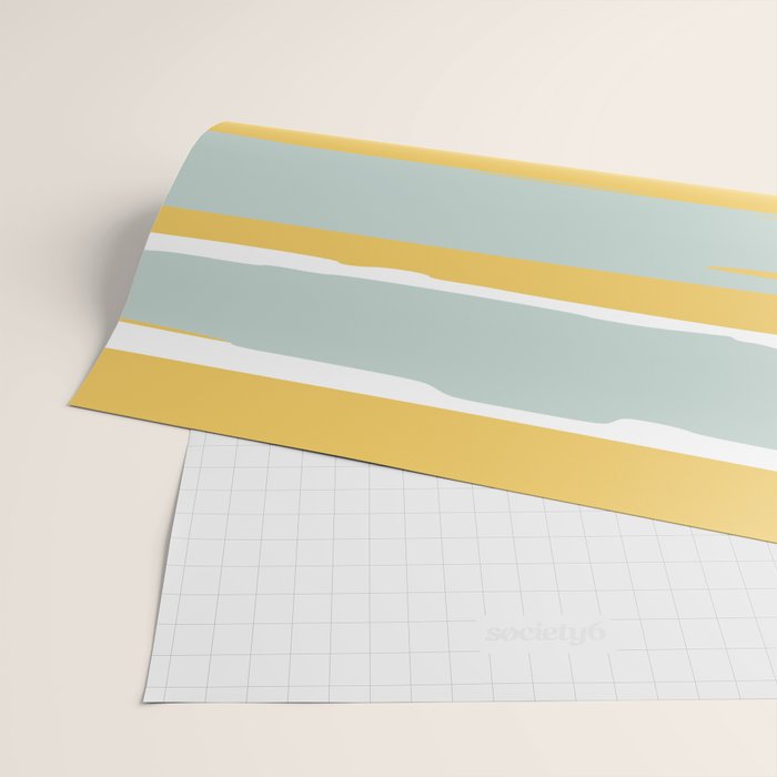 Stripe Abstract, Sun and Beach, Yellow, Pale, Aqua Blue and Gray Wrapping Paper Gallery Image 2